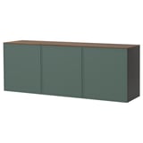 BESTÅ Wall-mounted cabinet combination, black-brown Krukmakare/dark gray-green walnut effect, 70 7/8x16 1/2x25 5/8 "