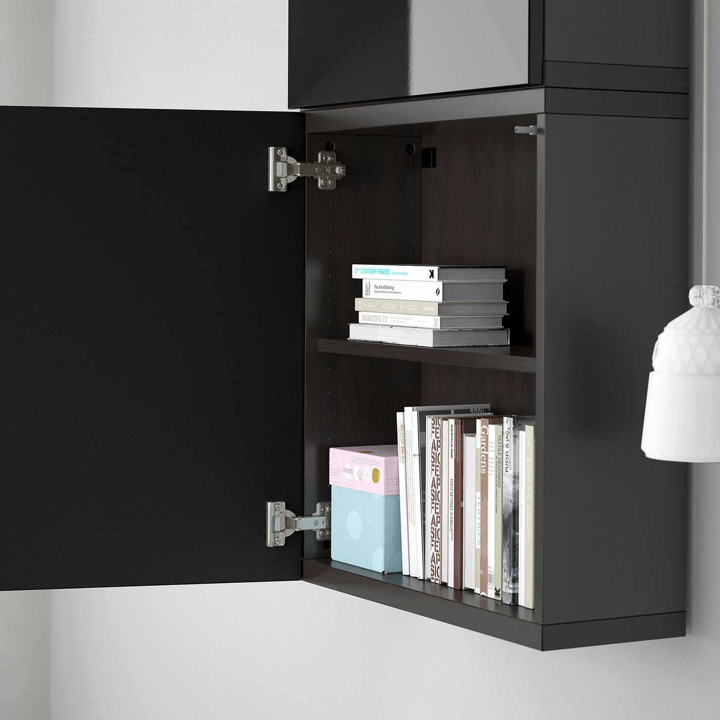 BESTÅ wall-mounted cabinet combination, black-brown/Selsviken