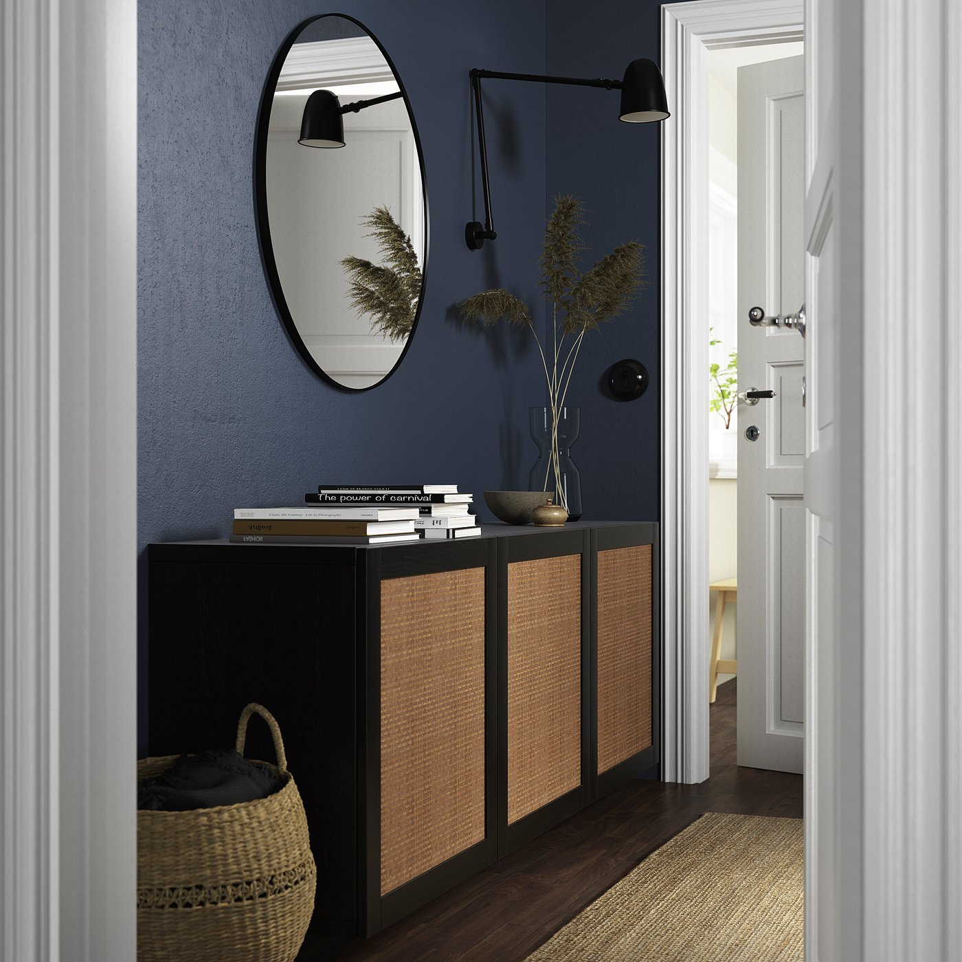 BESTÅ wall-mounted cabinet combination, black-brown Studsviken