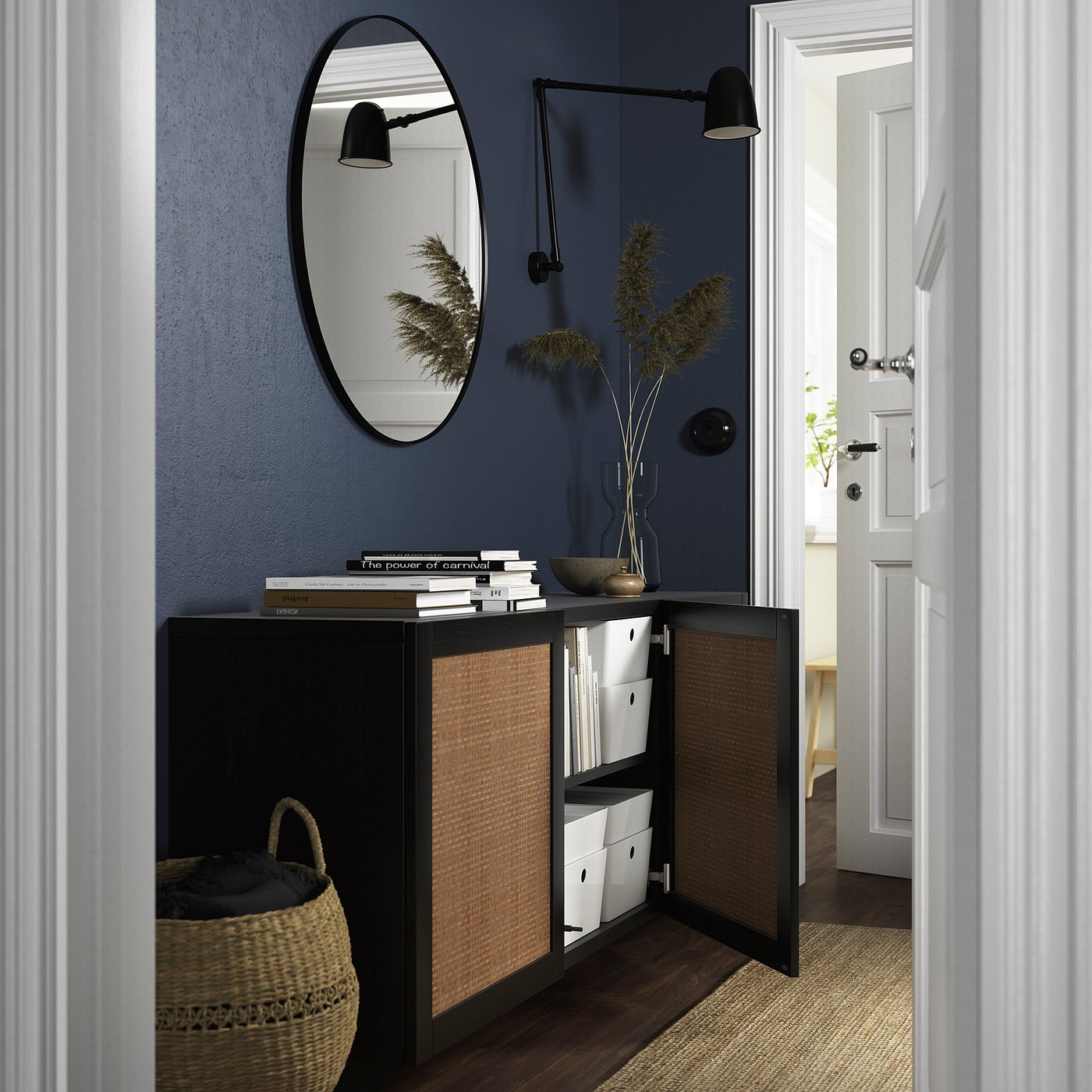 BESTÅ wall-mounted cabinet combination, black-brown Studsviken