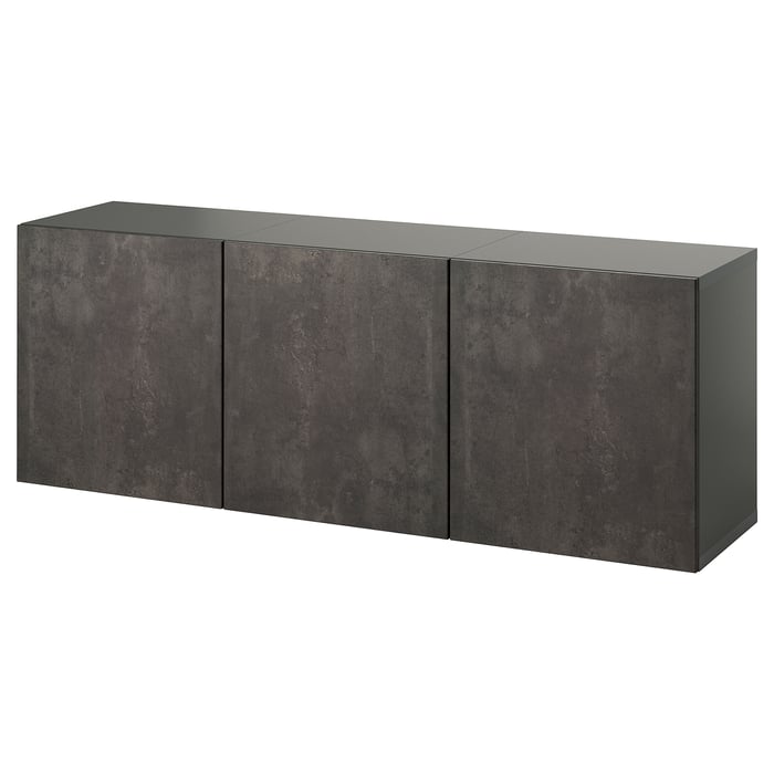 BESTÅ wallmounted combination, dark gray/Kallviken concrete