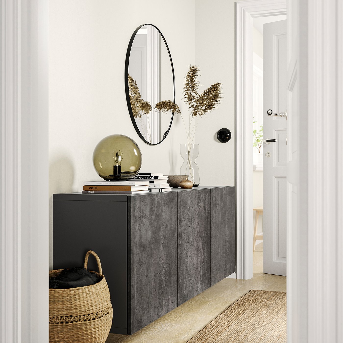 BESTÅ wall-mounted cabinet combination, dark gray/Kallviken