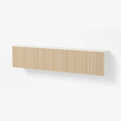 BESTÅ Wall-mounted cabinet combination, white/Björköviken ash veneer, 70 7/8x8 5/8x15 "