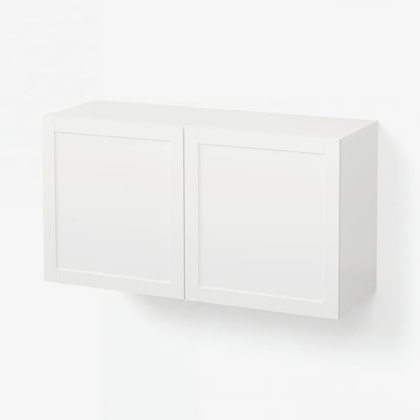 BESTÅ Wall-mounted cabinet combination, white/Hanviken white, 47 1/4x16 1/2x25 1/4 "
