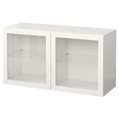 BESTÅ Wall-mounted cabinet combination, white/Sindvik clear glass, 47 1/4x16 1/2x25 1/4 "