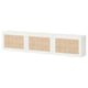 BESTÅ Wall-mounted cabinet combination, white/Studsviken woven poplar, 70 7/8x8 5/8x15 "