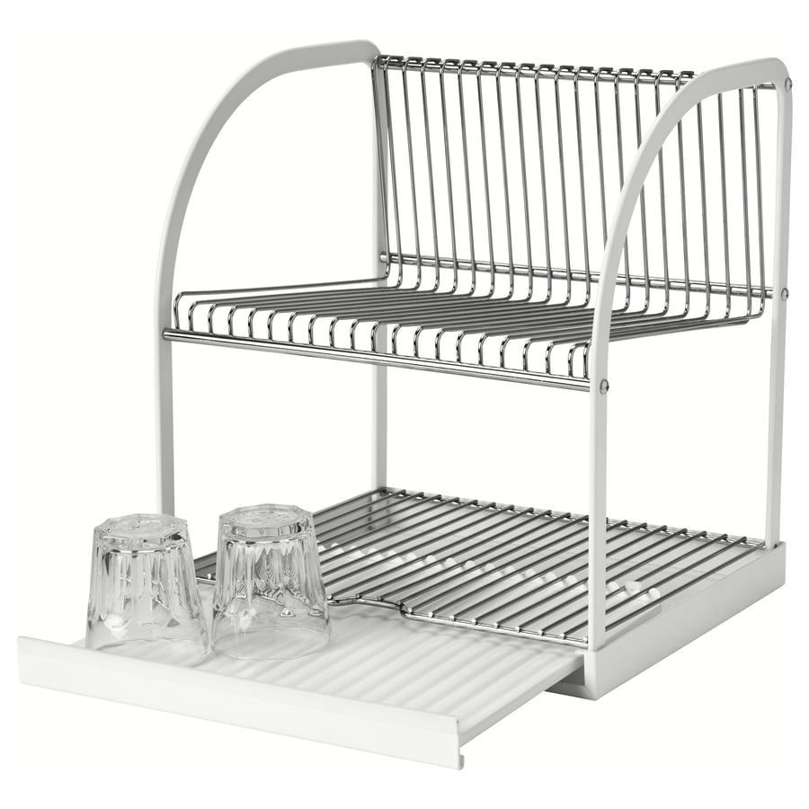 BESTÅENDE Dish drainer, silver color, white IKEA