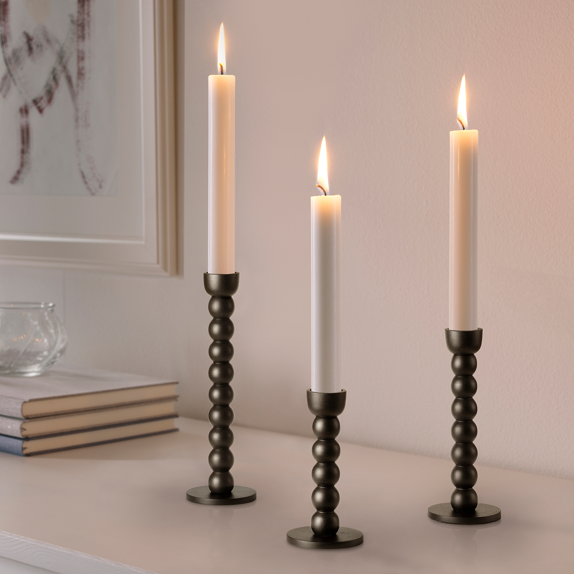 BESTIGA Candlestick, set of 3, black IKEA