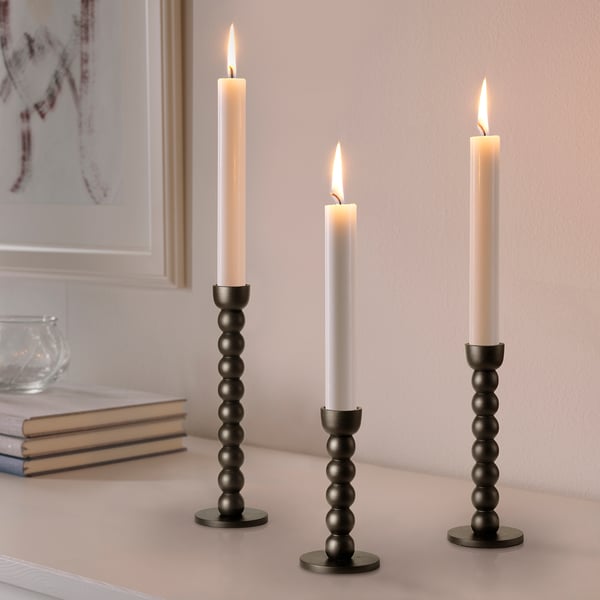 BESTIGA Candlestick, set of 3, black IKEA