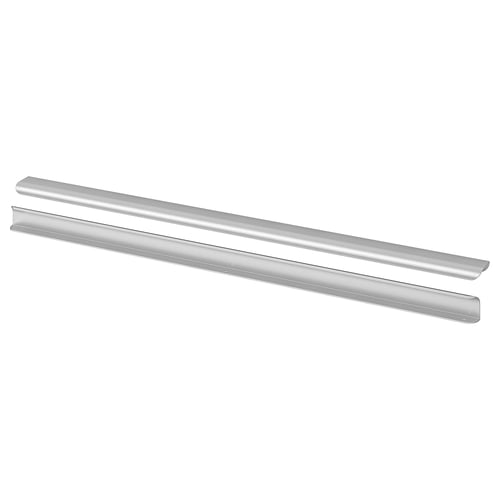 Two sleek, silver, linear BILLSBRO handles; aluminium with powder coating.