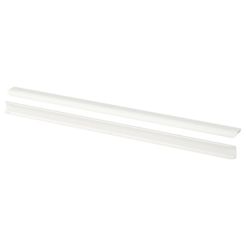Two white rectangular aluminium handles positioned horizontally. Modern minimalist design, powder-coated.
