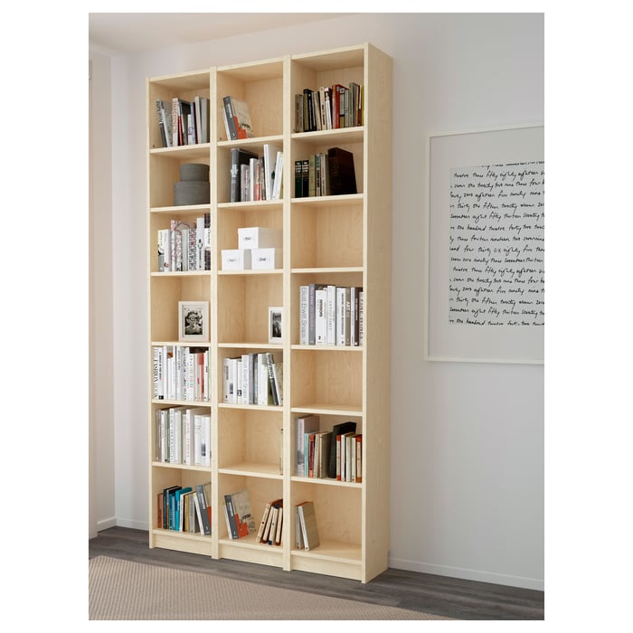 BILLY bookcase, birch veneer, 471/4x11x931/4" IKEA