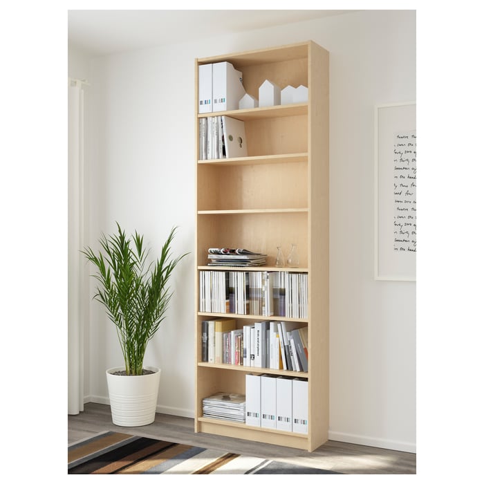 BILLY bookcase, birch veneer, 311/2x11x931/4" IKEA