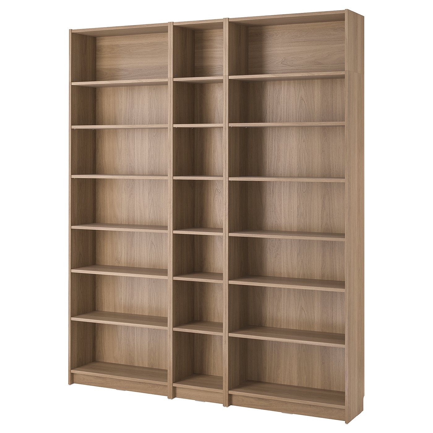 BILLY bookcase comb w extension units, oak effect, 783/4x11x931/4