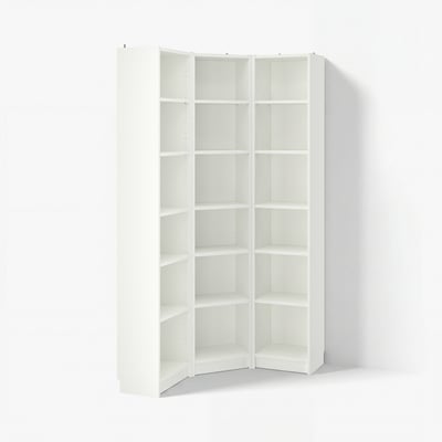 BILLY Bookcase combination/crn solution, white, 37 3/8/37 3/8x11x79 1/2 "