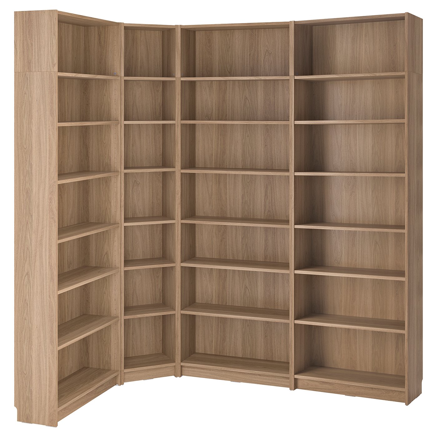 BILLY bookcase corner comb w ext units, brown walnut effect, 845/8