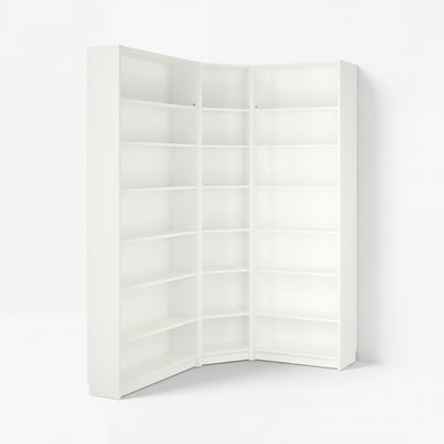 BILLY Bookcase corner comb w ext units, white, 53 1/2/53 1/2x11x93 1/4 "