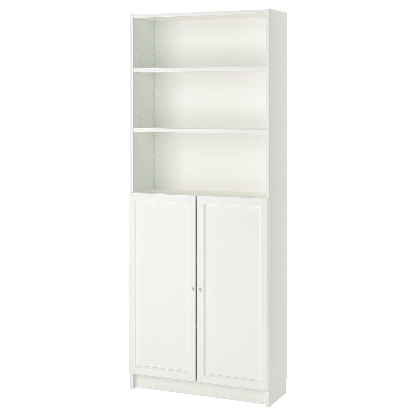 BILLY bookcase with doors, white, 311/2x113/4x791/2