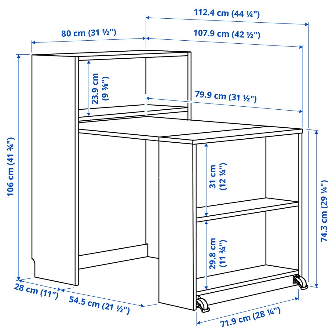 BILLY Bookcase with foldable table