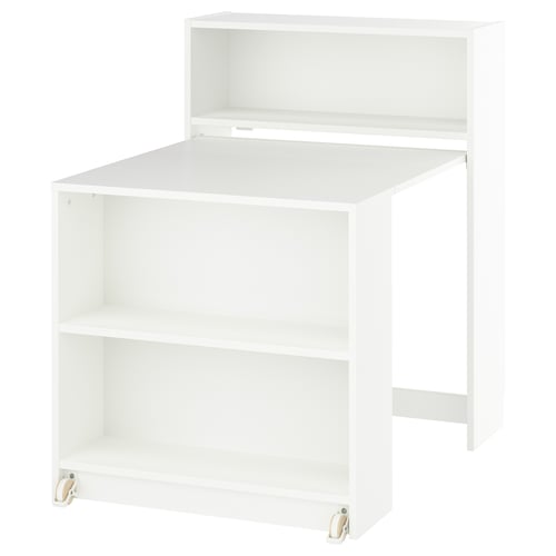 BILLY Bookcase with foldable table, white, 31 1/2x12 3/4/44 1/4x41 3/4 "