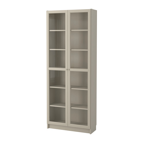 BILLY Bookcase with glass doors beige IKEA