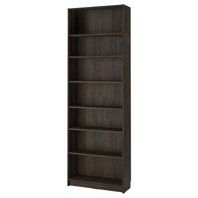 BILLY Bookcase with height extension unit, dark brown oak effect, 31 1/2x11x93 1/4 "