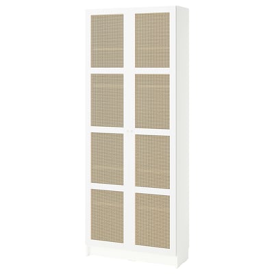 BILLY / HÖGADAL Bookcase with doors, white, 31 1/2x11 3/4x79 1/2 "