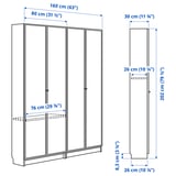 BILLY / HÖGBO Bookcase comb w glass doors, white, 63x79 1/2 "