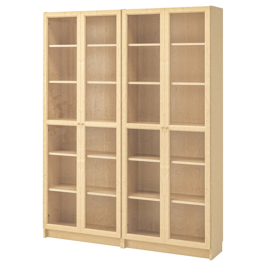 BILLY / OXBERG bookcase, birch veneer/glass, 63x113/4x791/2" IKEA