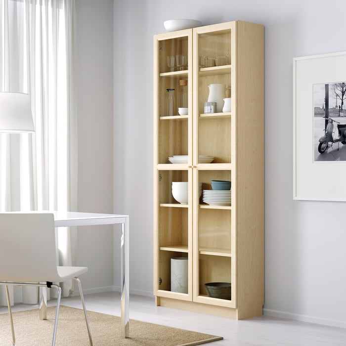 BILLY / OXBERG bookcase, birch veneer, 311/2x113/4x791/2" IKEA