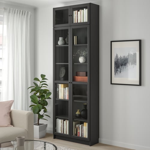 BILLY / OXBERG Bookcase, blackbrown, 311/2x113/4x931/4" IKEA