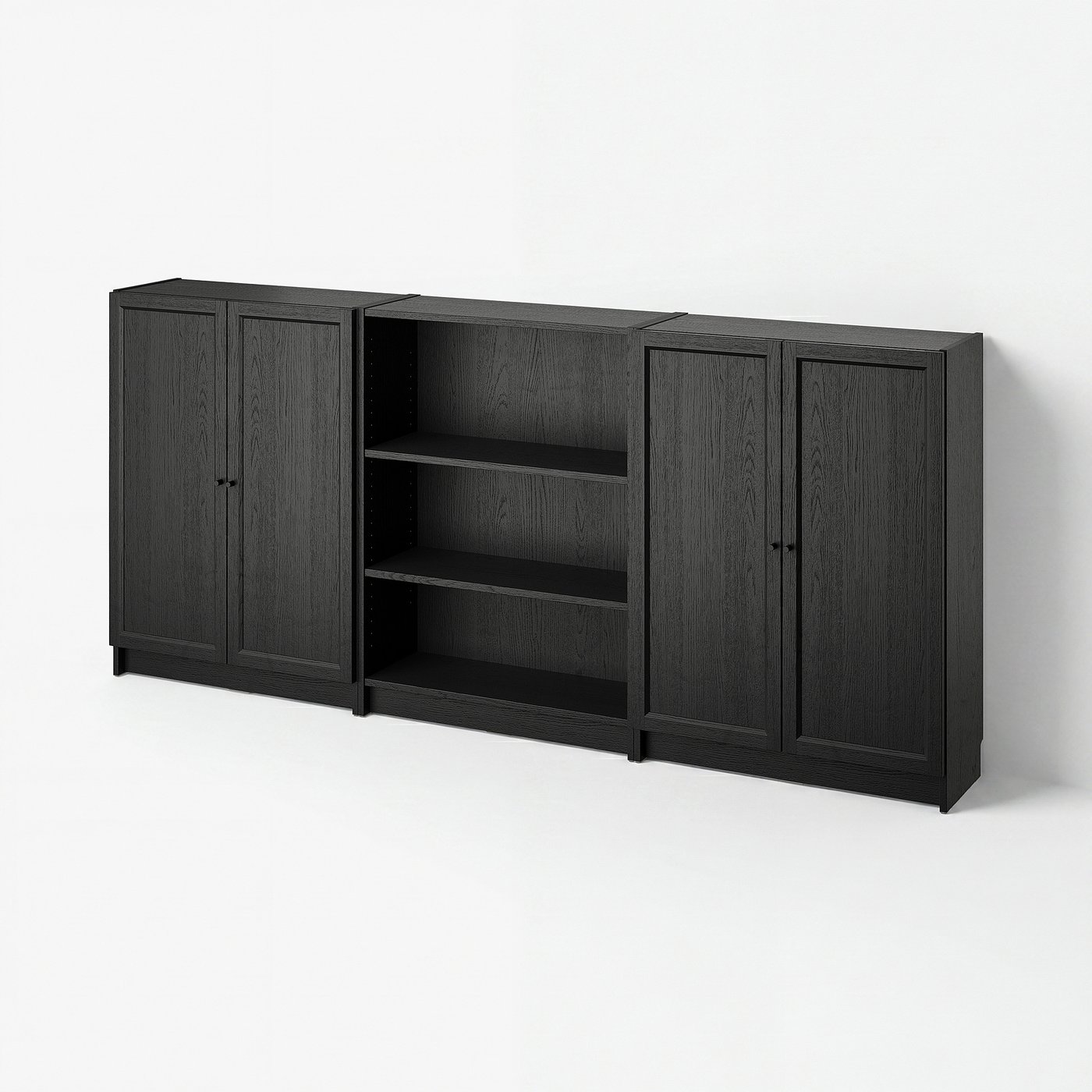 BILLY / OXBERG bookcase comb w doors, black oak effect, 941/2x113
