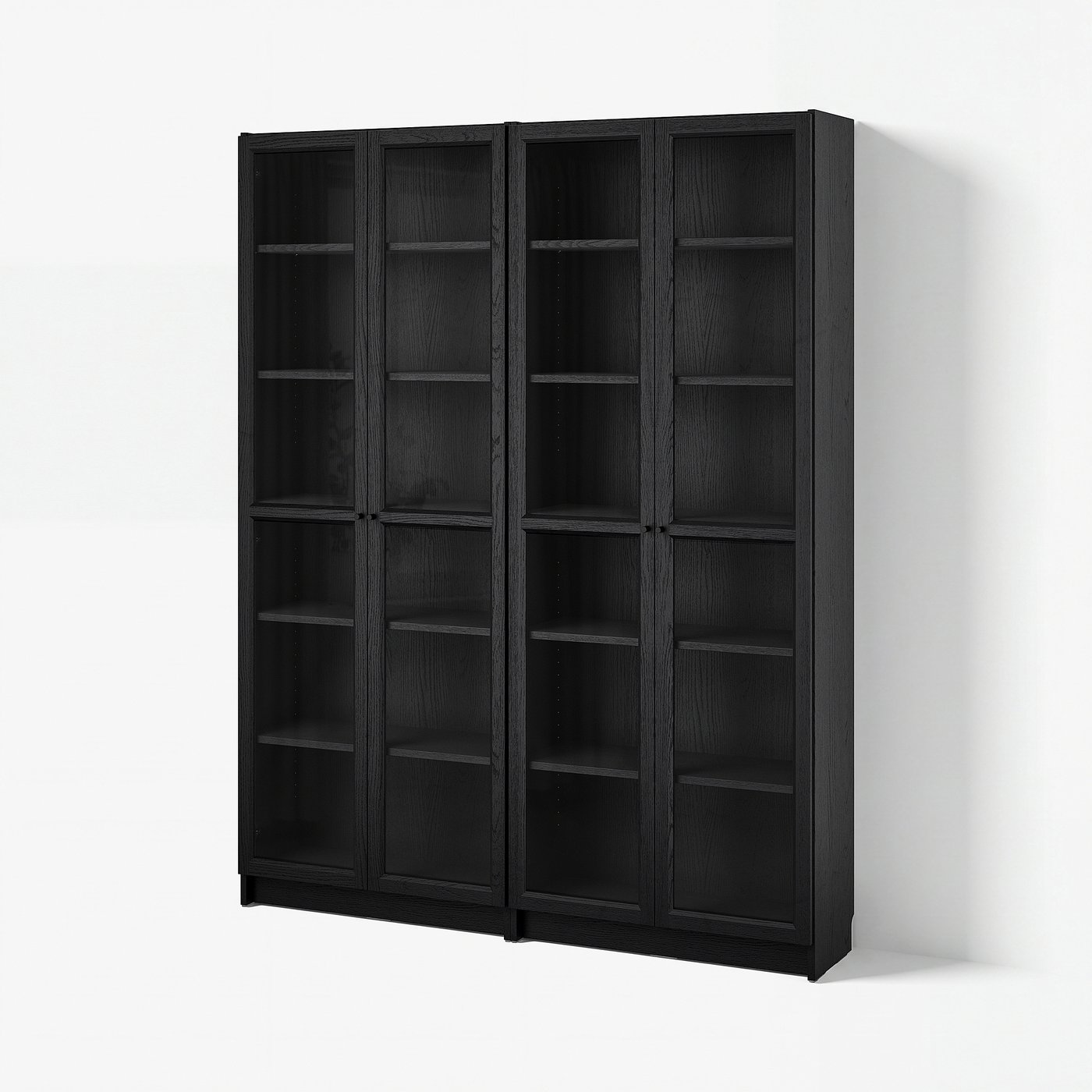 BILLY / OXBERG bookcase comb w glass doors, black oak effect