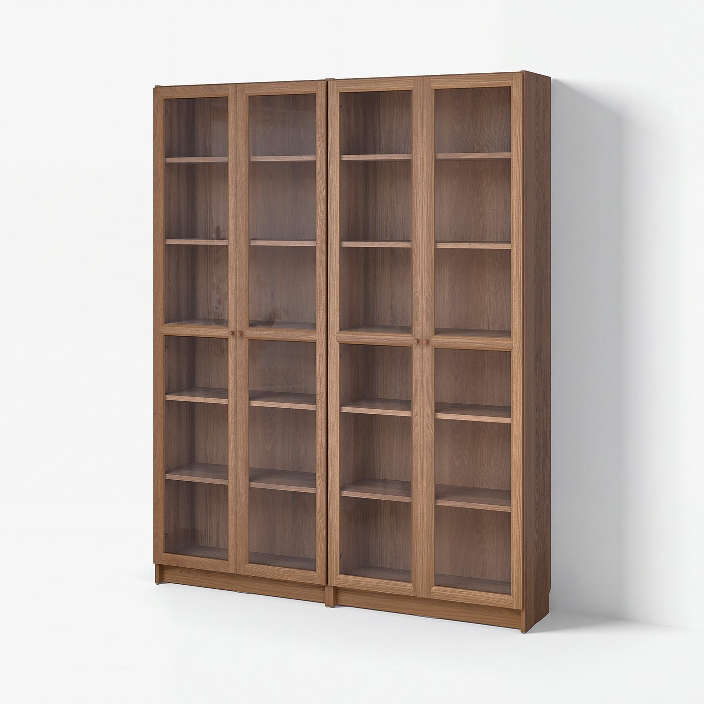 BILLY / OXBERG bookcase comb w glass doors, brown walnut effect