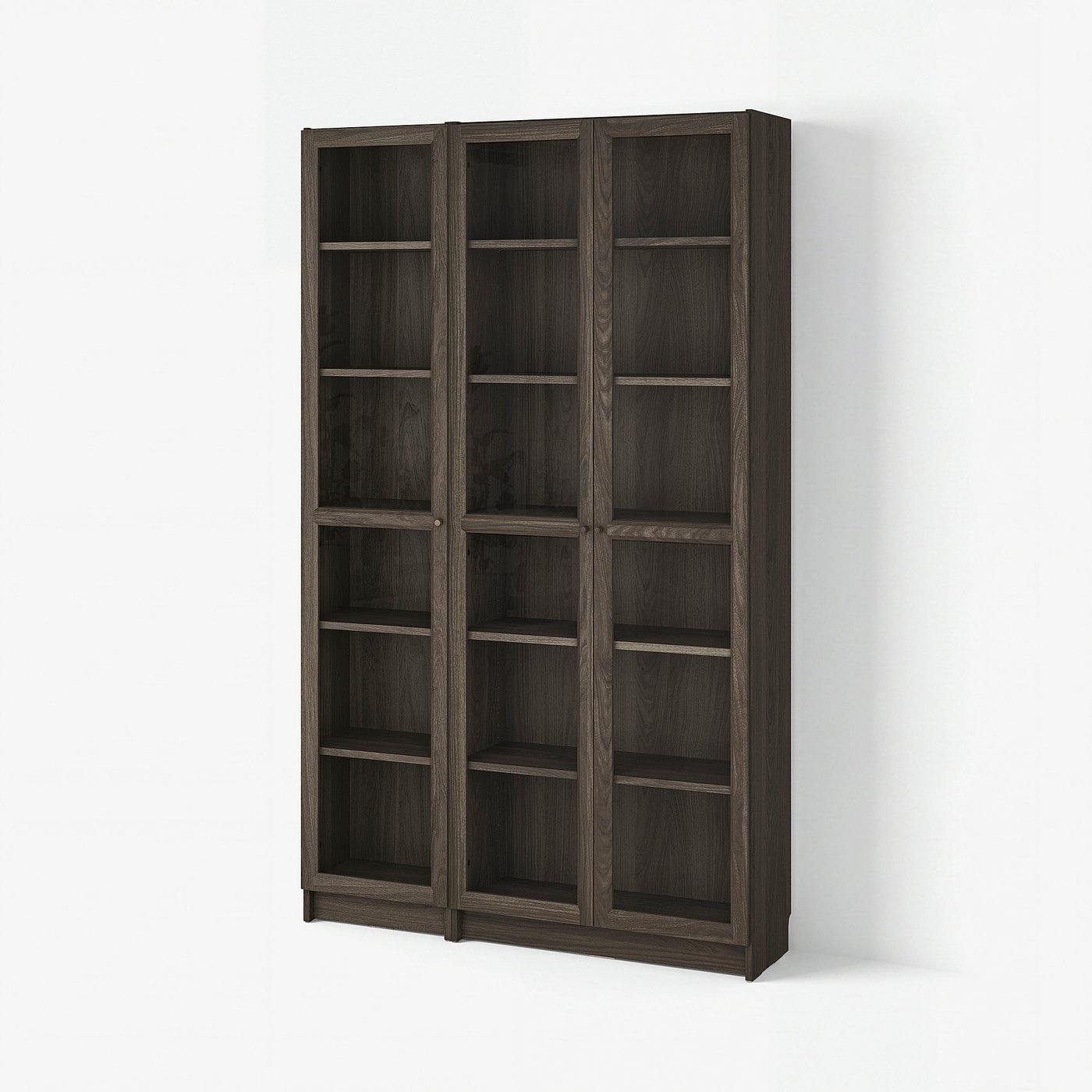 BILLY / OXBERG bookcase comb w glass doors, dark-brown oak effect