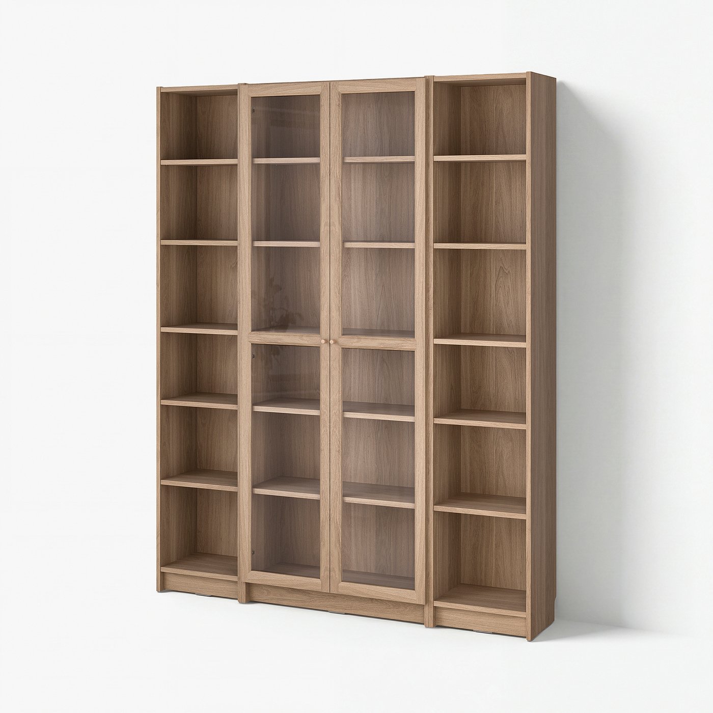 BILLY / OXBERG bookcase comb w glass doors, oak effect, 63x791/2