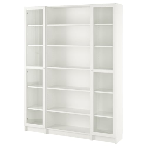 BILLY / OXBERG bookcase comb w glass doors, white, 63x791/2" IKEA