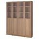 BILLY / OXBERG Bookcase comb w panel/glass doors, oak effect, 63x79 1/2 "