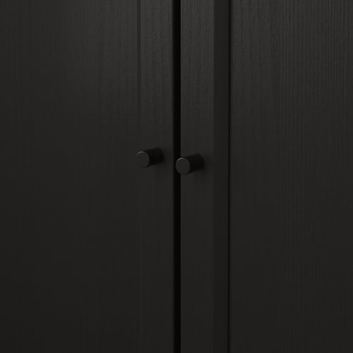 BILLY / OXBERG Bookcase+height extension & doors, blackbrown, 63x113