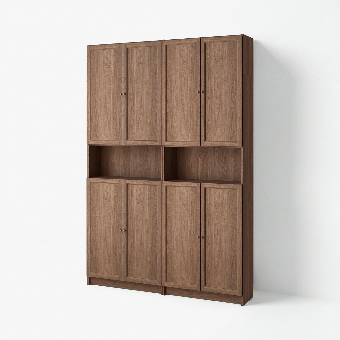 BILLY / OXBERG bookcase+height extension & doors, brown walnut