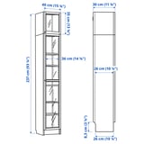 BILLY / OXBERG Bookcase w glass doors/ext unit, birch effect, 15 3/4x11 3/4x93 1/4 "