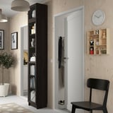 BILLY / OXBERG Bookcase w glass doors/ext unit, dark brown oak effect, 15 3/4x11 3/4x93 1/4 "