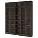 BILLY / OXBERG Bookcase w glass doors/ext unit, dark brown oak effect, 78 3/4x11 3/4x93 1/4 "