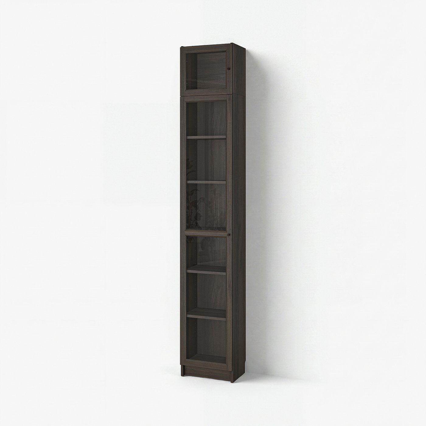 BILLY / OXBERG bookcase w glass doors/ext unit, dark-brown oak