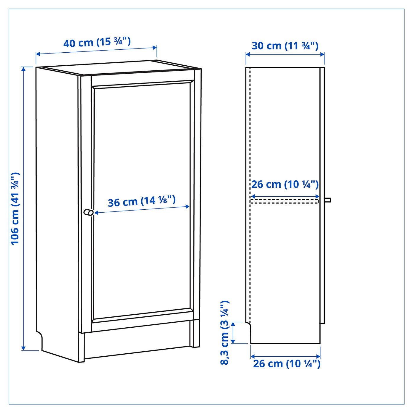 BILLY / OXBERG bookcase with door, birch effect, 153/4x113