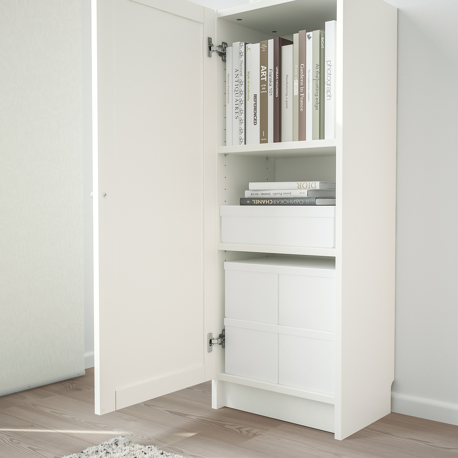 BILLY / OXBERG Bookcase with door, white, 15 3/4x11 3/4x41 3/4" IKEA
