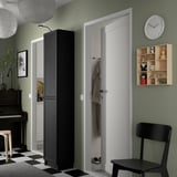 BILLY / OXBERG Bookcase with doors, black oak effect, 15 3/4x11 3/4x79 1/2 "