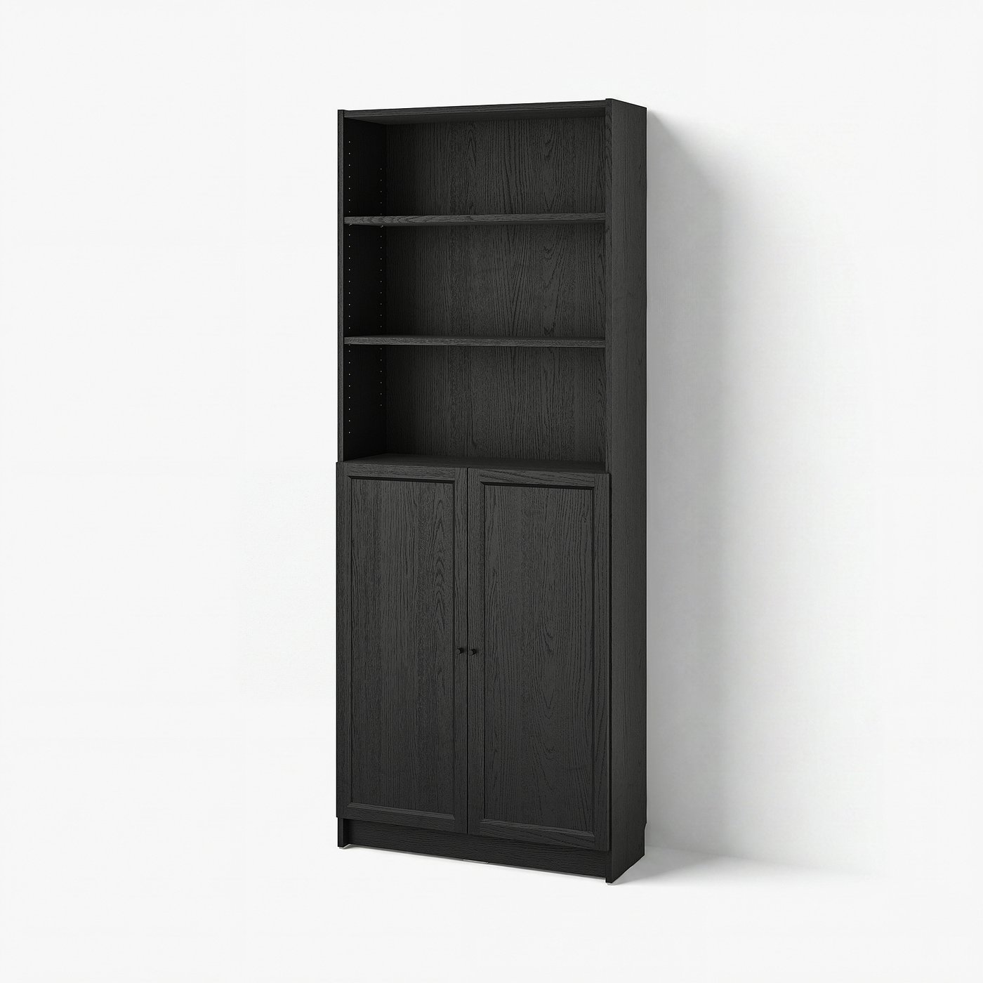BILLY / OXBERG bookcase with doors, black oak effect, 311/2x113