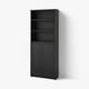 BILLY / OXBERG Bookcase with doors, black oak effect, 31 1/2x11 3/4x79 1/2 "