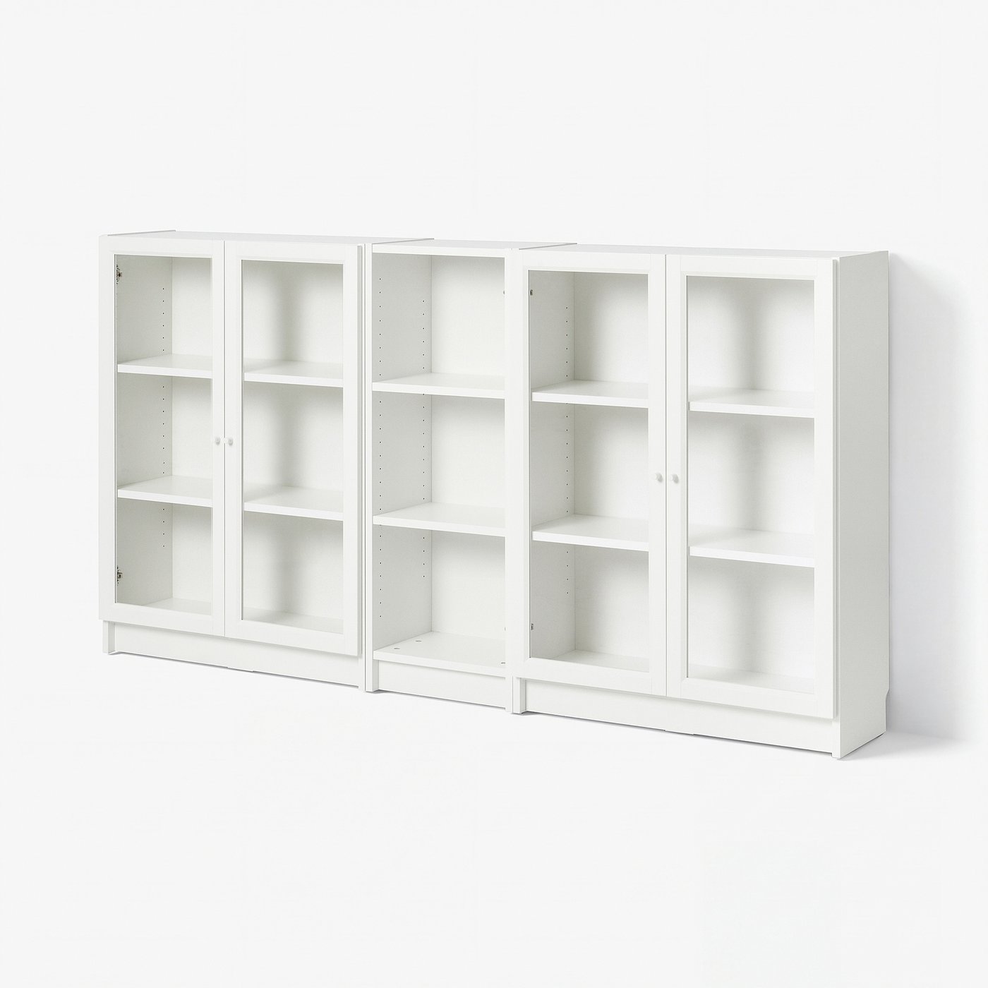 BILLY / OXBERG bookcase with doors, white/clear glass, 783/4x113
